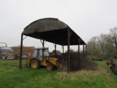 3 bay steel frame Dutch Barn under a Galvanised Roof. Overall 45' x 20' and 15' to eaves.