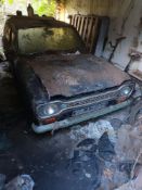 Mark 1 Ford Escort Estate, Blue (paint code CW) Reg: VVJ 214 G. Stored in open fronted garage.