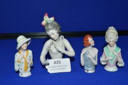 4x 1920’s Porcelain Pin Cushion Dolls