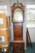 Victorian Oak & Mahogany Long Cased Clock by M. Fryer of Pocklington with Painted Face and Farmhouse