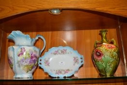 3x Victorian Pots Including Moorcroft Style Vase (AF, has been repaired)