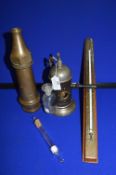 Brass Fire Hose Fitting, Thermometer, and an Atomiser