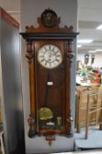 Mahogany Cased Vienna Wall Clock with Brass & Enamel Face