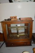 Scientific Scales in Original Case with Assorted Weights etc.