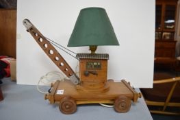 Hand Built Wooden Crane Table Lamp