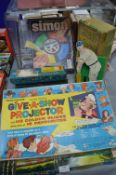 Vintage Toys Including Give-a-Show Projector, Oval Cricket, etc.