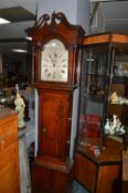 Oak Long Case Clock by Nathaneil Hedge of Colchester with Silver Brass Face