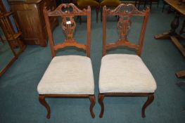 Pair of Edwardian Mahogany Dining Chairs with Lyre Design Back