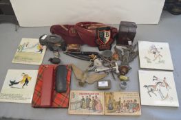 Vintage Collectibles Including Tiles, Skullcaps, etc.