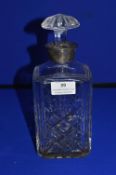 Cut Glass Decanter with Hallmarked Silver Collar - Birmingham 1975