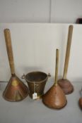 Copper and Brass Posser, Posser Funnel, and a Small Bucket