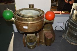 Ships Gimble Mounted Compass in Brass & Copper Casing, Hull Manufacturer