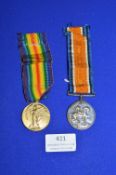 2x WWI Medals Engraved 41515 P.T.E. C. Storey R. INNIS.FUS