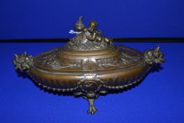 Victorian Bronze Casket Inlaid with Classical Motifs