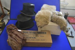 2x Top Hats and 2x Fur Stoles