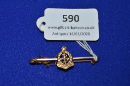 9ct Gold Crested Bar Brooch ~3.6g