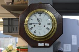 Brass Ships Clock with Enamel Face by A. Casatelli of Liverpool