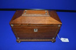 Victorian Rosewood Tea Caddy Inlaid with Mother of Pearl