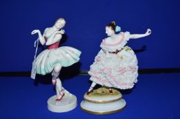 2x Porcelain Dancing Lady Figures