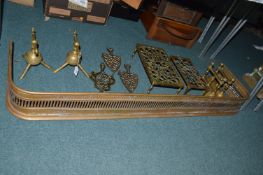 Victorian Brass Fender, Fire Dogs, Kettle Stands, and Trivets
