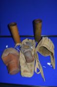 Assorted Military Gear Including Gas Masks, Shell Cases, etc.