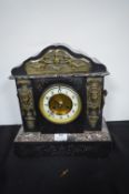 Victorian Slat & Marble Mantel Clock