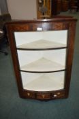 Georgian Inlaid Corner Shelf Unit with One Central and Two Demi Drawers