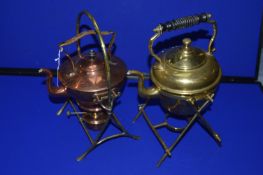 1x Copper and 1x Brass Spirit Kettles