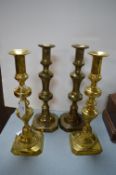 *2x Pairs of Brass Candlesticks