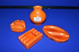 4x Royal Lancastrian Ashtrays, and a Vase (some faults)