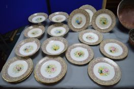 Victorian Hand Painted Dessert Service Twelve Setting with 4x Footed Comports, and 2x Tall Comports