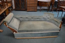 Edwardian Chaise Lounge with Blue Velvet Upholstery