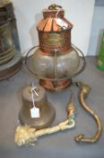 Copper & Brass Ships Lantern Marked Anchor, Manufactured by W. Nunn of London with Brass Bell