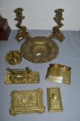 Decorative Brassware Including Candlesticks, Letter Racks, Trench Art, etc.