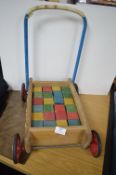 Vintage Baby Walker with Wooden Blocks