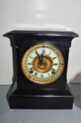 Victorian Black Slate Mantel Clock (some faults to glass)