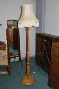 Turned Mahogany Standard Lamp with Cream Shade