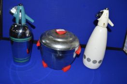 2x Vintage Soda Siphons and an Ice Bucket