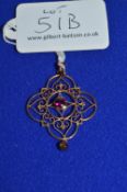 9ct Gold Pendant with Garnets ~2.2g