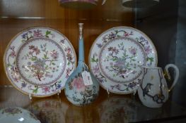 Victorian Plates, Jug, and Japanese Style Vase