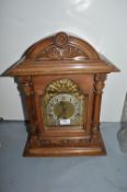 Victorian Bracket Clock in Mahogany Case with Enamel and Brass Face