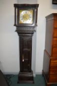 Carved Fumed Oak Long Case Clock by Waddington de Chorley FEC with Brass Face