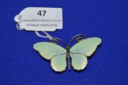 Norwegian Sterling Silver Enamelled Butterfly Brooch ~15g