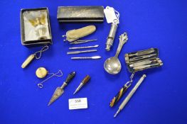 Small Collectibles Including Manicure Sets, Police Whistle, etc.