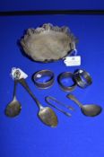 Silver Sugar Bowl, Spoons, Napkin Rings, etc. ~251g total