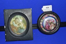 Painted Porcelain Plaque plus Reproduction Plaque