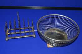 EPNS Art Deco Toast Rack by Thomas White of Sheffield circa 1862, plus EPNS Fruit Bowl