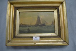 Gilt Framed Oil on Board Sailing Ship Study by E.K. Redmore