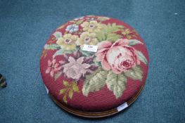 Mahogany Footstool with Wool Work Floral Upholstery