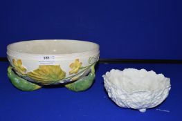 Wedgwood Salad Bowl on Cucumber Supports, and a Coalport White Cabbage Dish